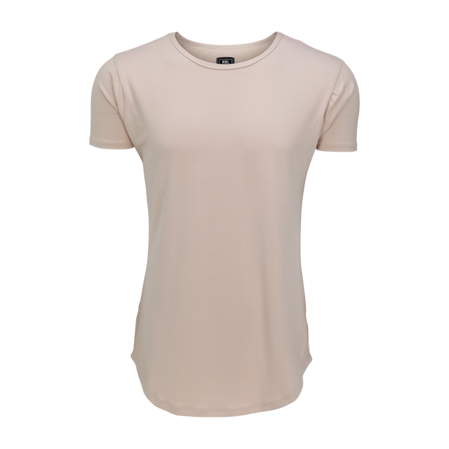 3d image of the short sleeve drop tee in sand beige